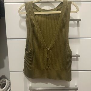 Olive Green Sleeveless Knit Top-free people